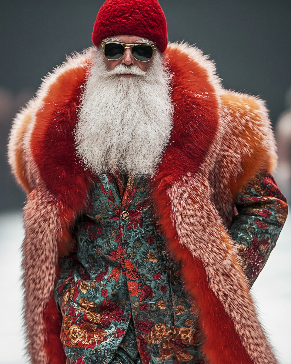 Ai Fashion show with Santa Claus - My, Нейронные сети, Artificial Intelligence, Midjourney, Neural network art, Father Frost, New Year, Fashion, Longpost