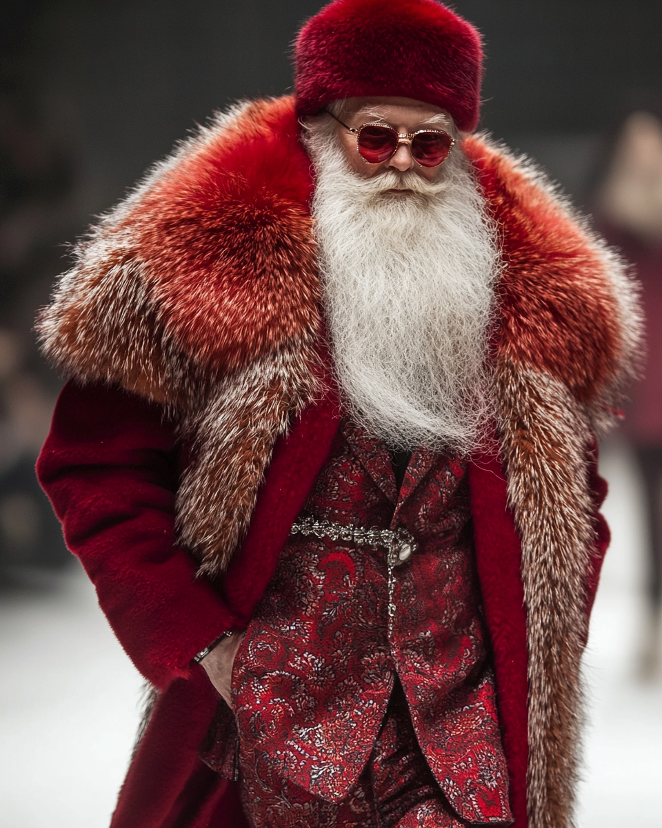 Ai Fashion show with Santa Claus - My, Нейронные сети, Artificial Intelligence, Midjourney, Neural network art, Father Frost, New Year, Fashion, Longpost