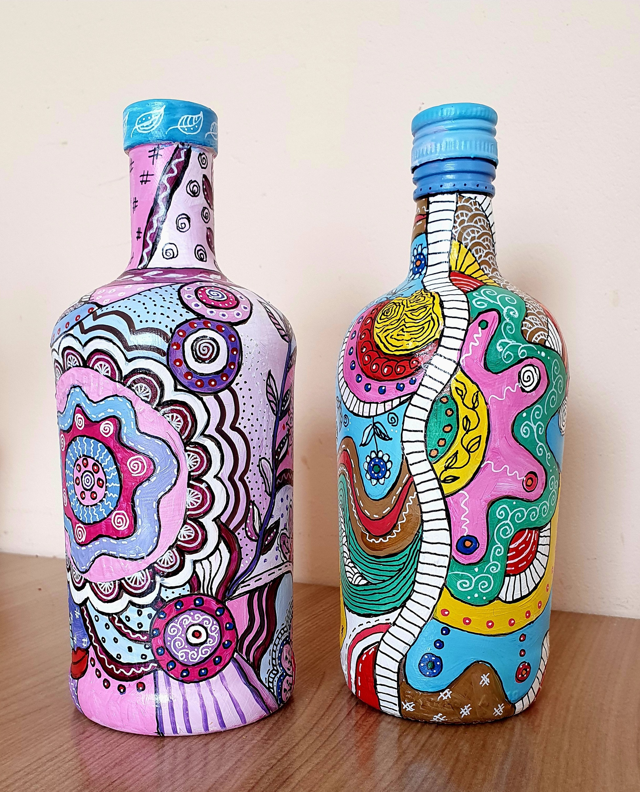 Bottles - My, Creation, Hobby, Bottle, Painting, Longpost