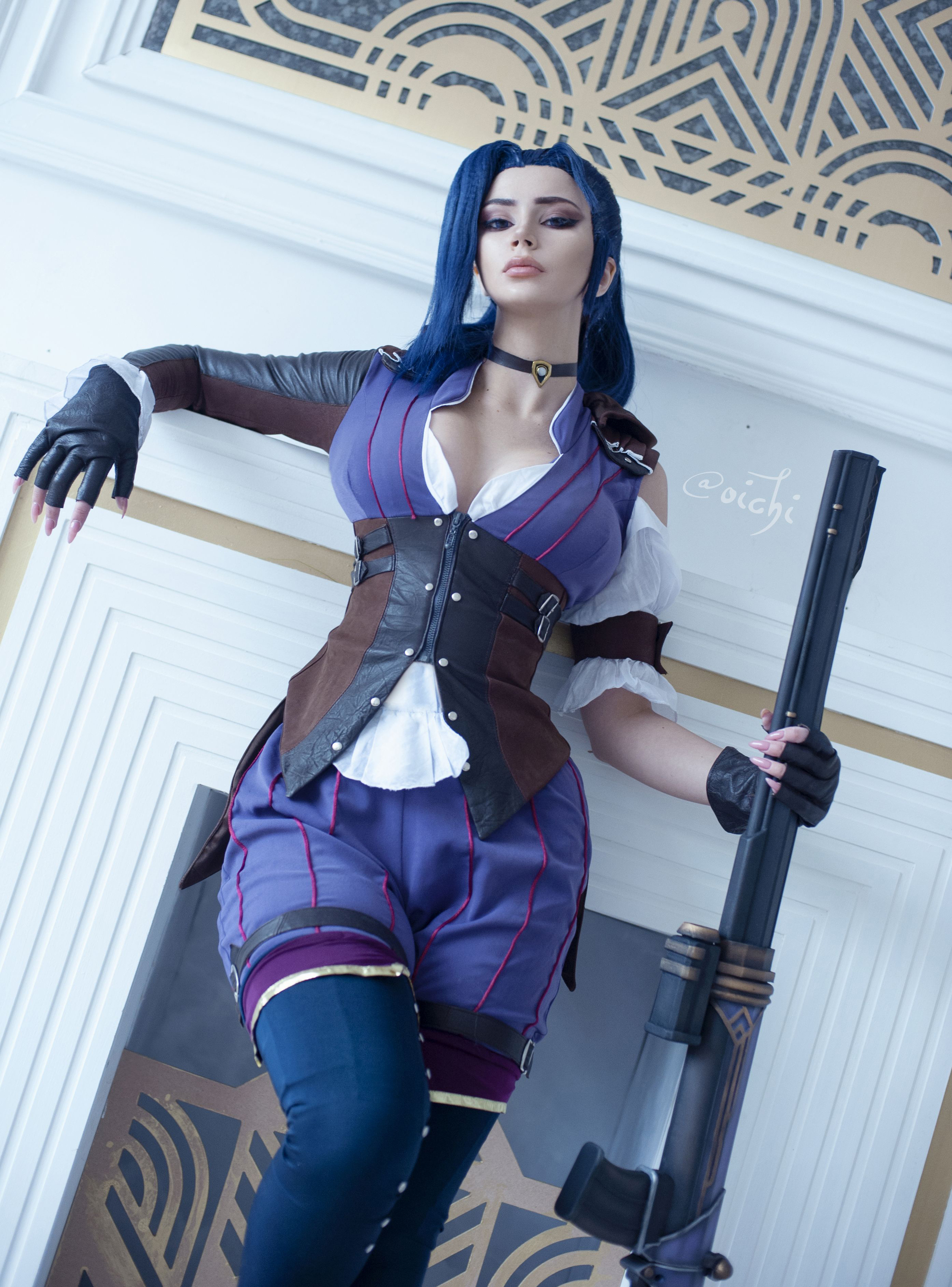 One Cosplayer - Two Looks (My Arcane Cosplay) - My, Cosplay, Computer games, Cosplayers, PHOTOSESSION, Games, League of legends, Arcane, VI, Caitlyn (LoL), Costume, Anime, Girls, Longpost