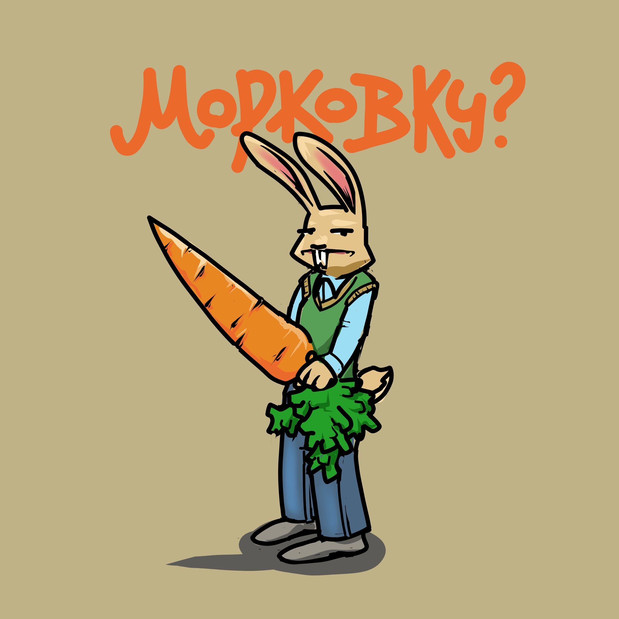 T-shirt - My, Krita, Drawing, Humor, Hare, Carrot, Rabbit