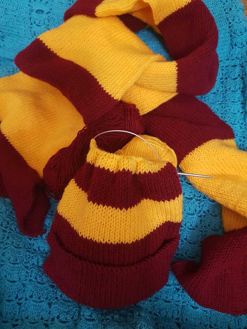 For Harry Potter fans - My, Harry Potter, Handmade, Knitting, Winter, Scarf, Gloves, Cap, Knitting, With your own hands, Cloth, Longpost