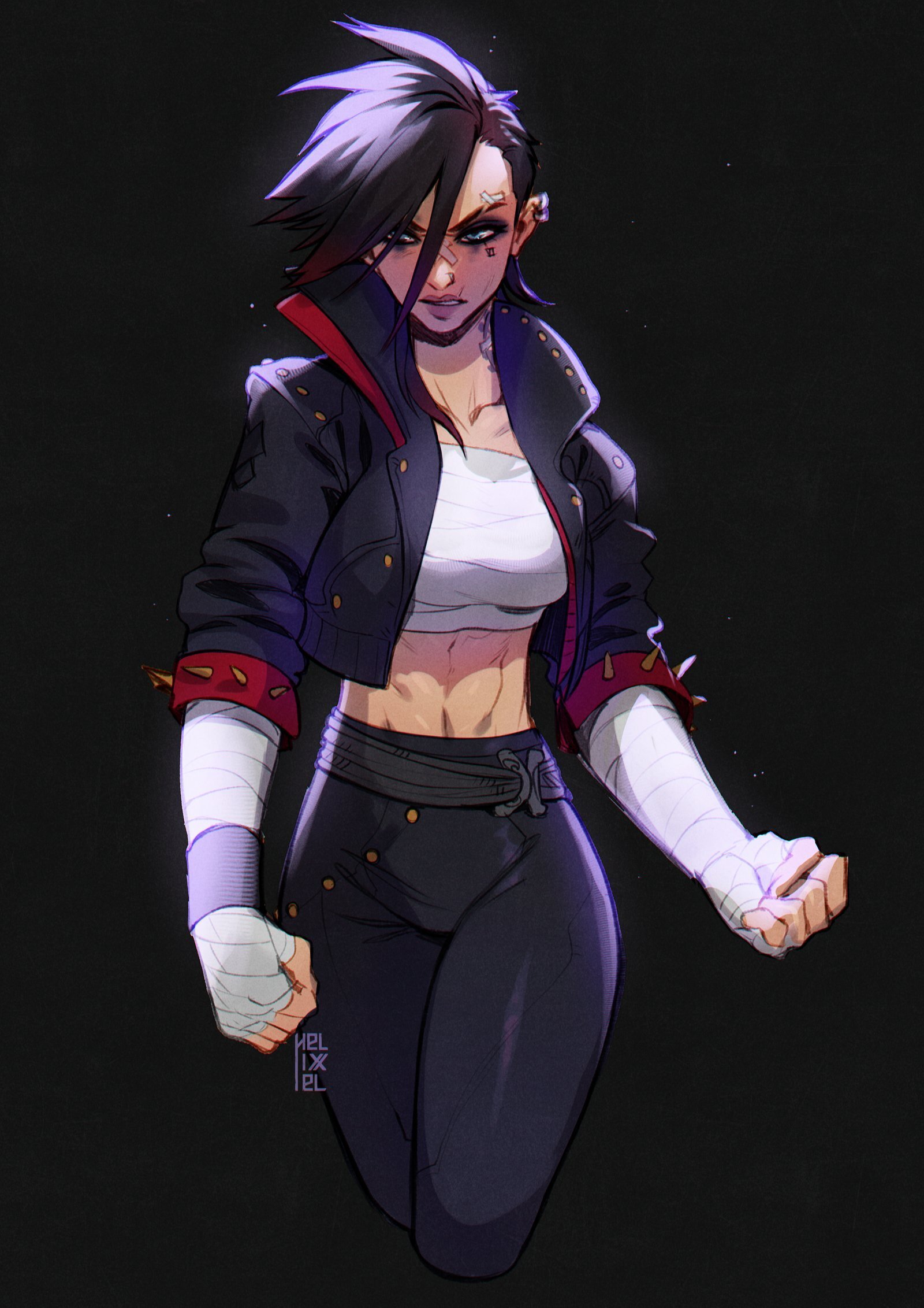 New outfit - Art, Cartoons, Animated series, Games, Arcane, League of legends, VI, Girls, Strong girl, Leather jacket