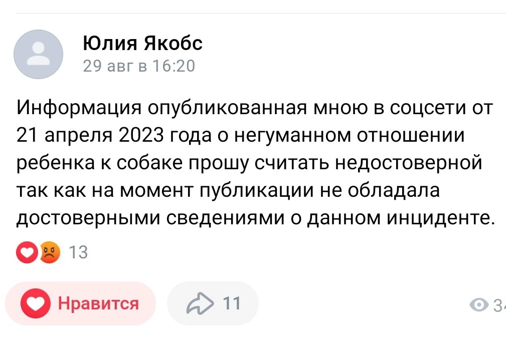 Where is the apology?? - Radical animal protection, Stray dogs, Dog attack, VKontakte (link), Video, Video VK, Longpost, Skoibeda, Slander, Screenshot, Text