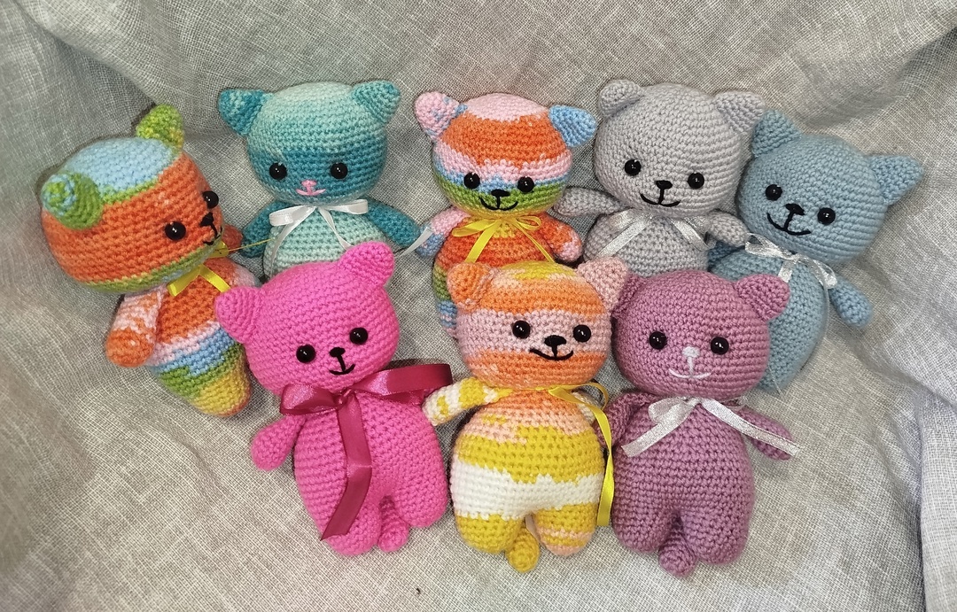 Kitties! - My, Knitted toys, Amigurumi, Crochet, Soft toy, Toys, Author's toy, Needlework without process, Handmade