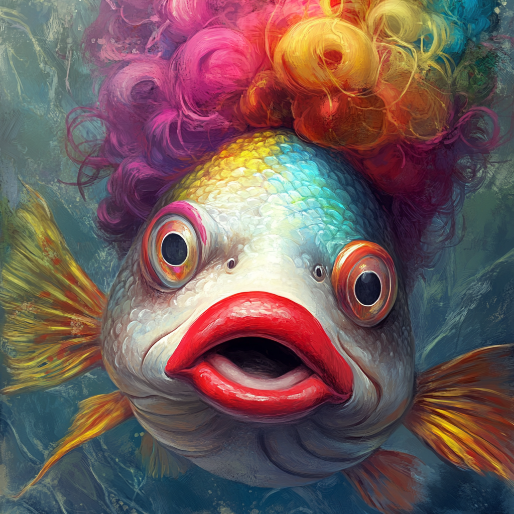 Clownfish - My, Neural network art, Нейронные сети, Wordplay, Pun, Humor, Strange humor, A fish, Absurd, Midjourney, Clownfish, Clown, Images, Longpost