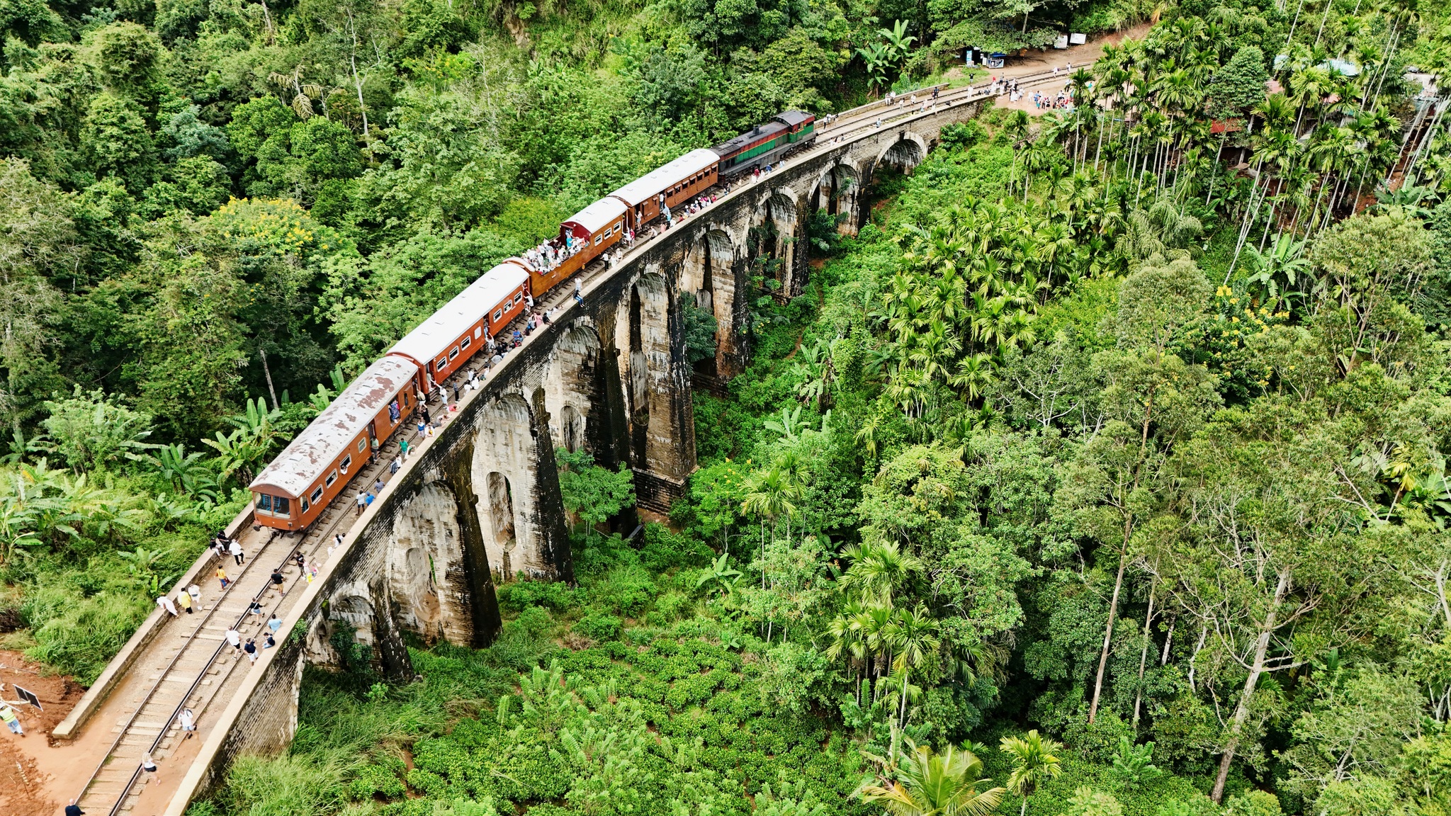 Nine-arch bridge - My, Sri Lanka, Ella, A train, Bridge, The photo, Dji, Quadcopter, Jungle, Travels, Aerial photography