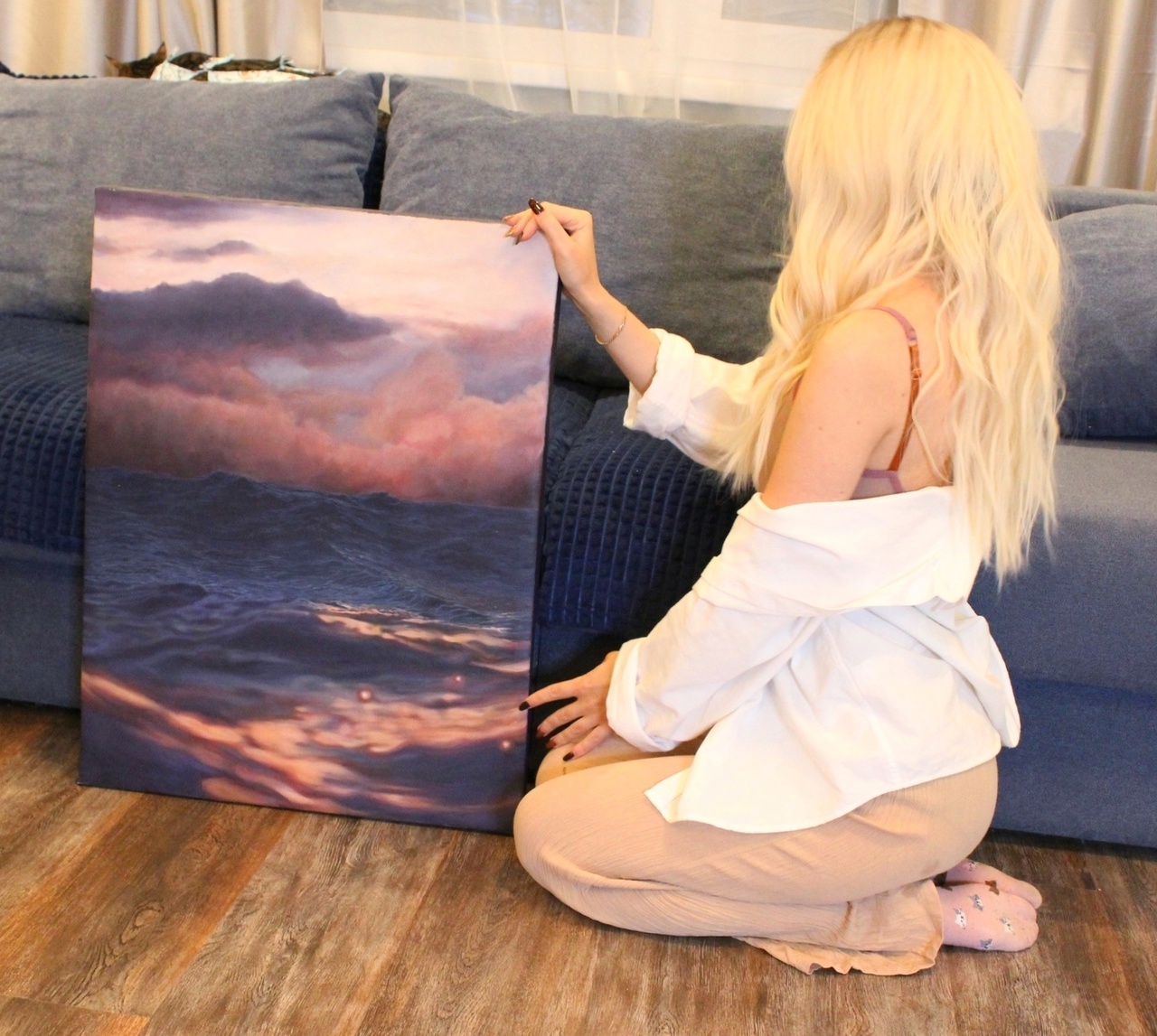 Painting with the sea - My, Painting, Sea, Painting, Oil painting, Girls