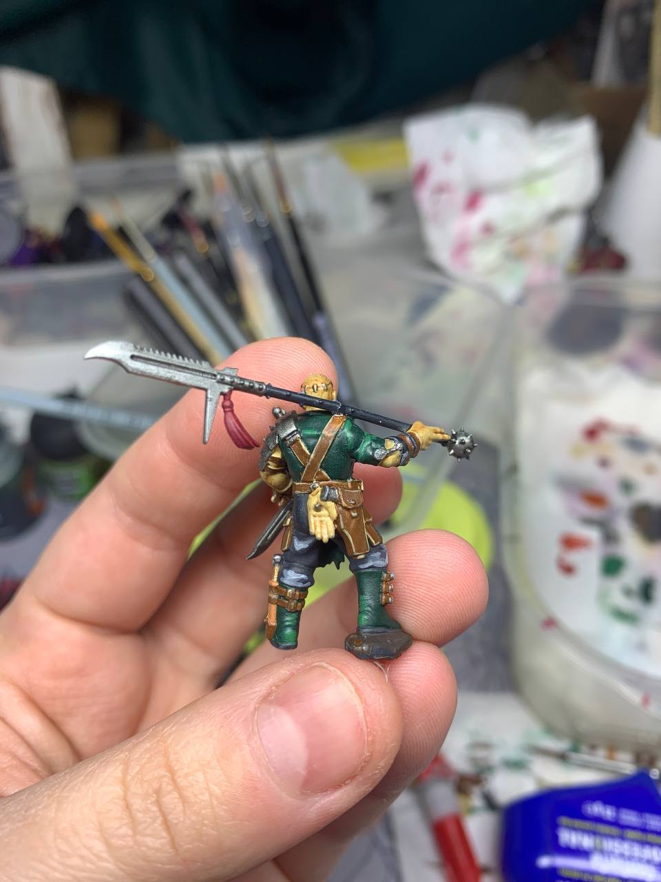 Learning to paint. Death World Boy - My, Warhammer, Warhammer 40k, Wh miniatures, Video, Soundless, Vertical video, Longpost