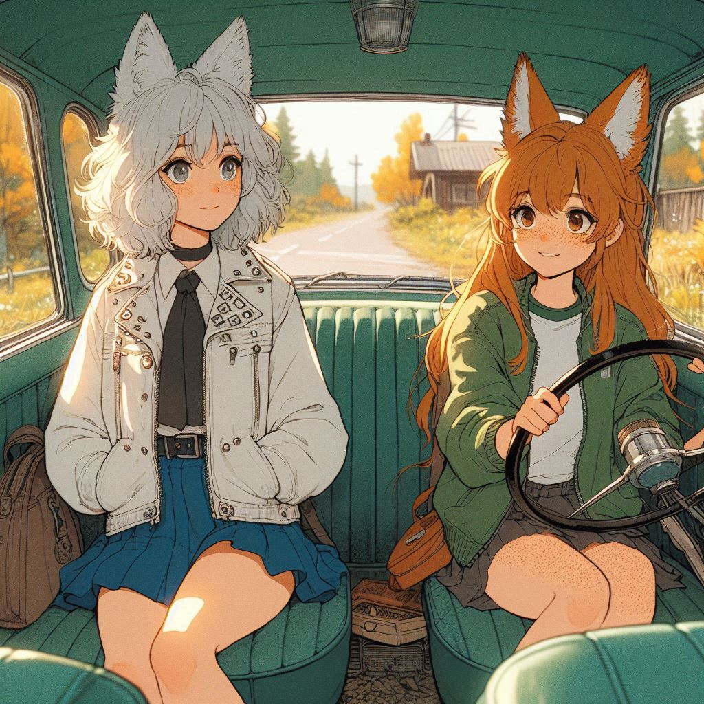 Rural journalism - My, Neural network art, Нейронные сети, Art, Girls, Anime, Anime art, Kitsune, Animal ears, Tail, Hurricane, Reportage, Journalism, Rural life, Ginger & White, Original character, Mat, Longpost