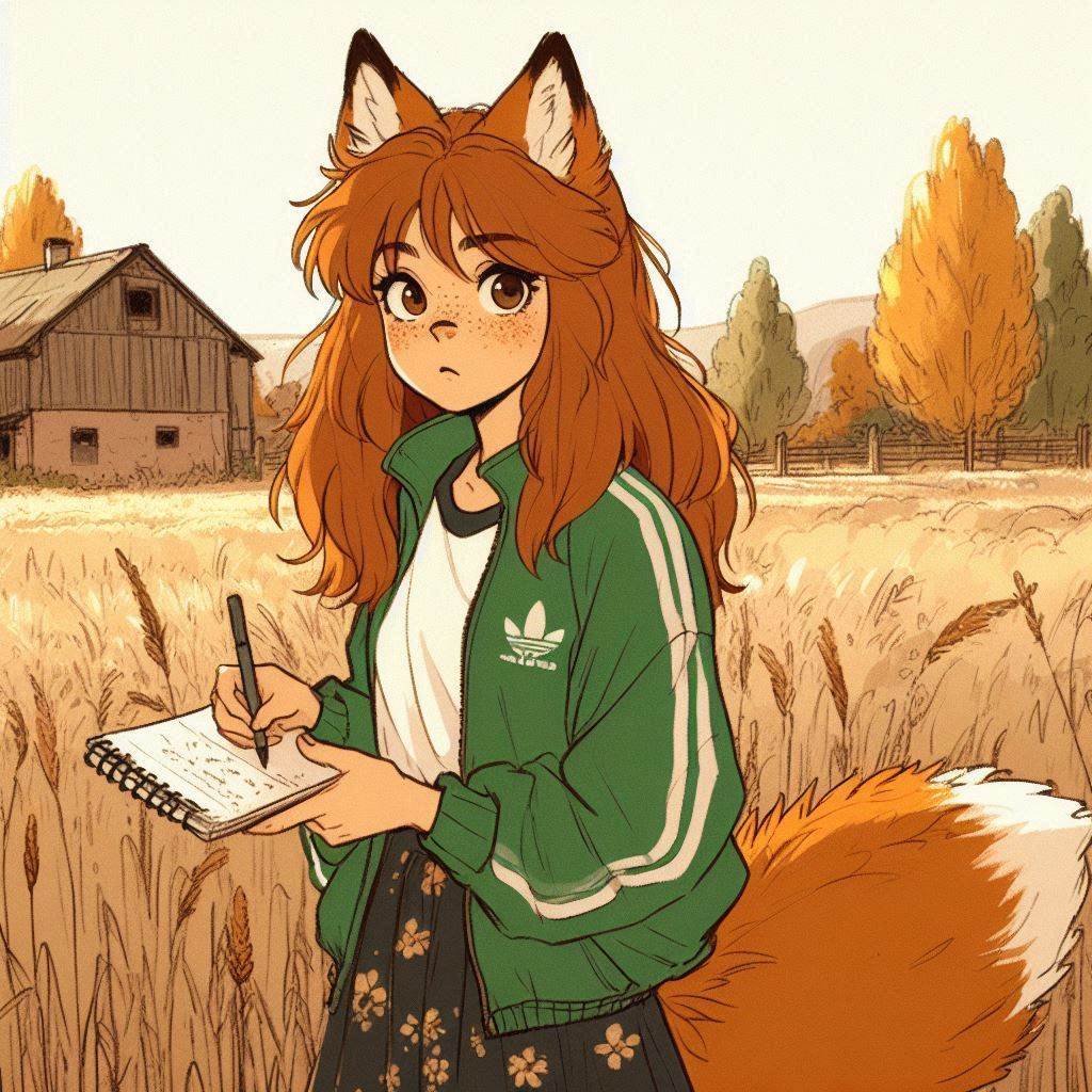 Rural journalism - My, Neural network art, Нейронные сети, Art, Girls, Anime, Anime art, Kitsune, Animal ears, Tail, Hurricane, Reportage, Journalism, Rural life, Ginger & White, Original character, Mat, Longpost