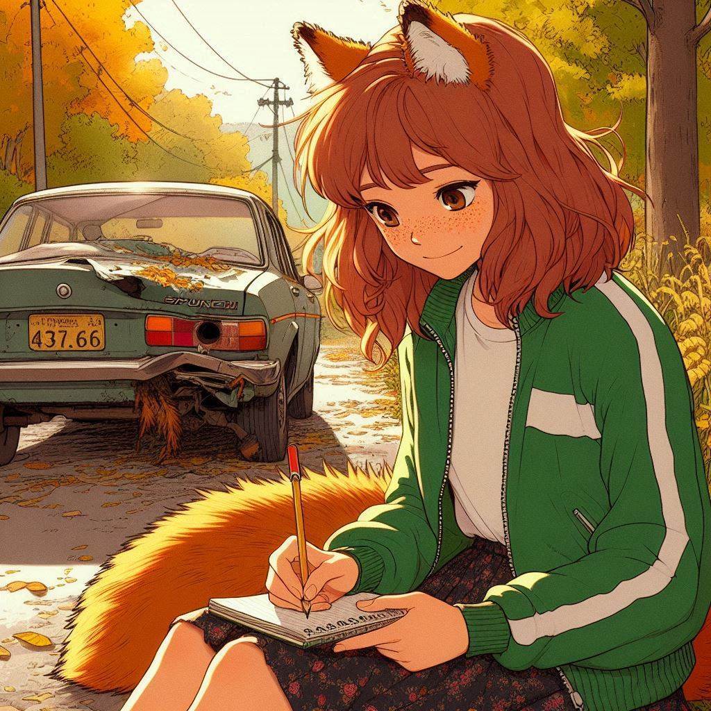 Rural journalism - My, Neural network art, Нейронные сети, Art, Girls, Anime, Anime art, Kitsune, Animal ears, Tail, Hurricane, Reportage, Journalism, Rural life, Ginger & White, Original character, Mat, Longpost