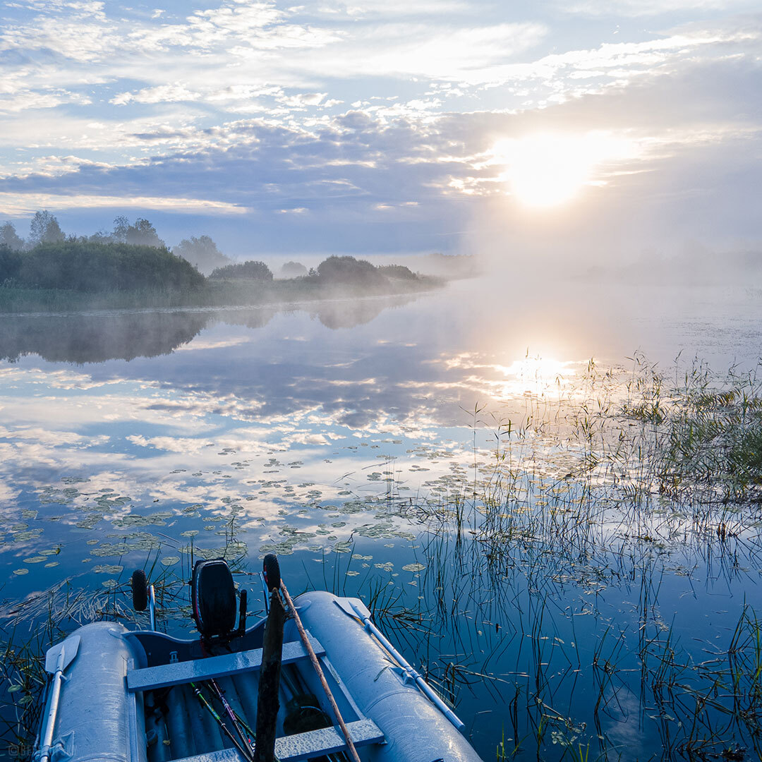 Misty Dawn - My, The photo, Dji, Travels, Fishing, dawn, Sunrises and sunsets, Fog, Travel across Russia, Hike, The nature of Russia, Nature, River, Powerboat, Mobile photography, Longpost