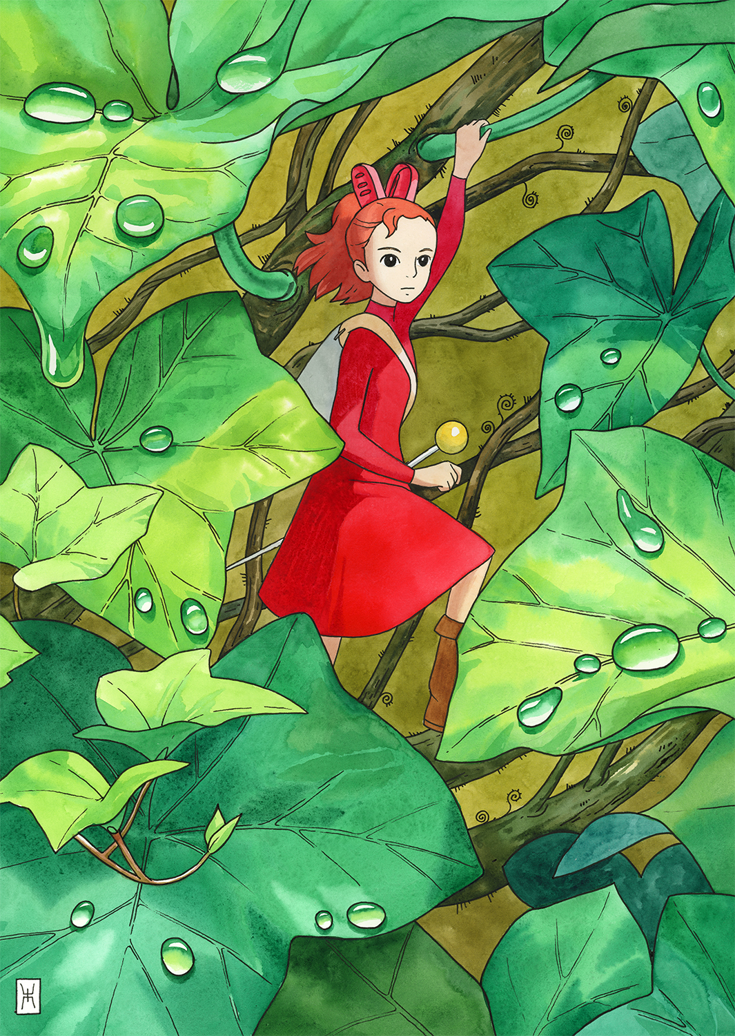 I show watercolors. Arrietty - My, Watercolor, Traditional art, Painting, Illustrations, Art