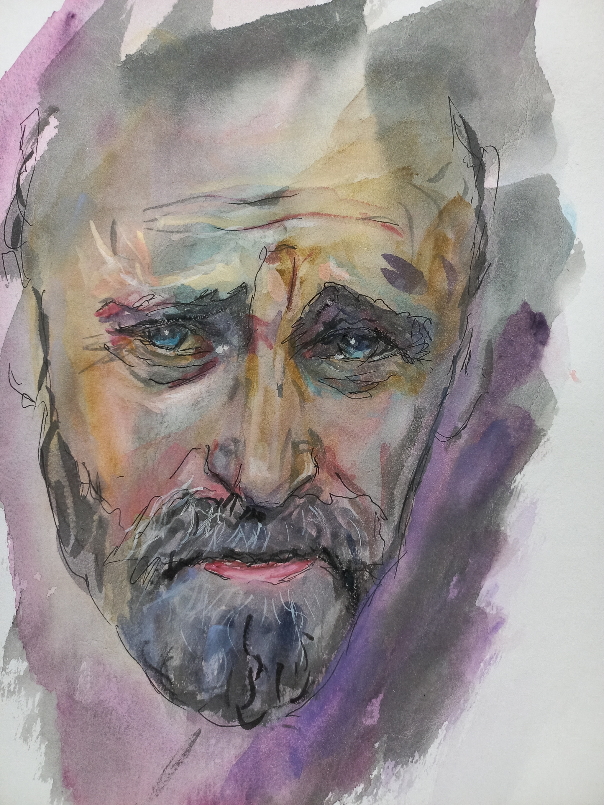 Janusz Korczak. Watercolor - My, Modern Art, Art, Watercolor, Portrait, Traditional art, Janusz Korczak