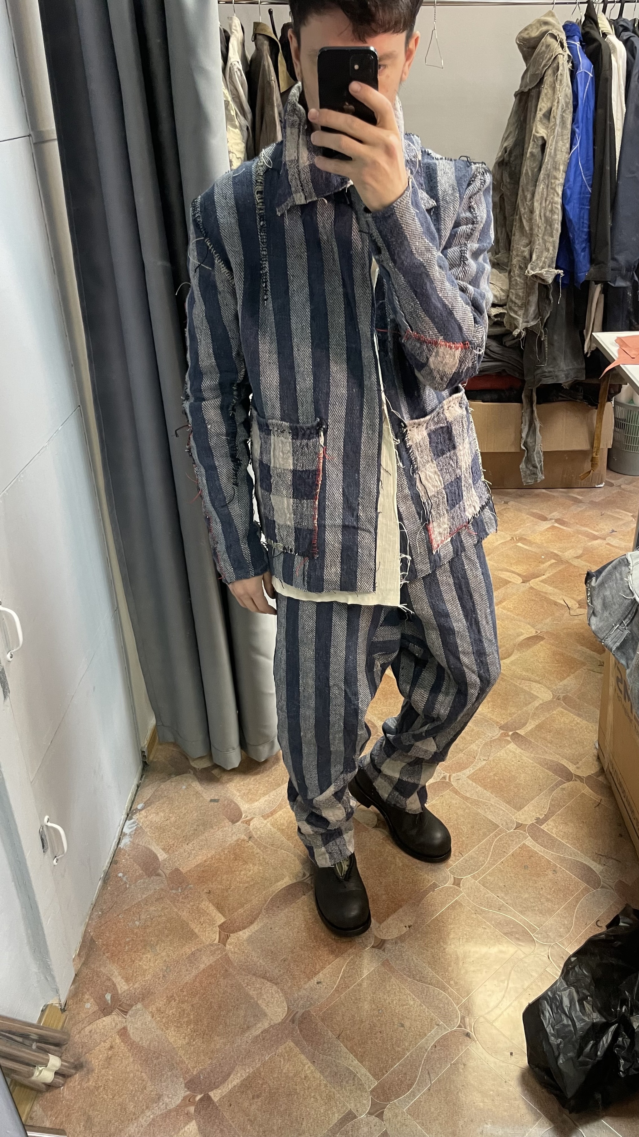 A prisoner's suit? Or homespun hemp - My, Costume, With your own hands, Jacket, Vanguard, Theatre, Needlework without process, Fashion, Cloth, Longpost