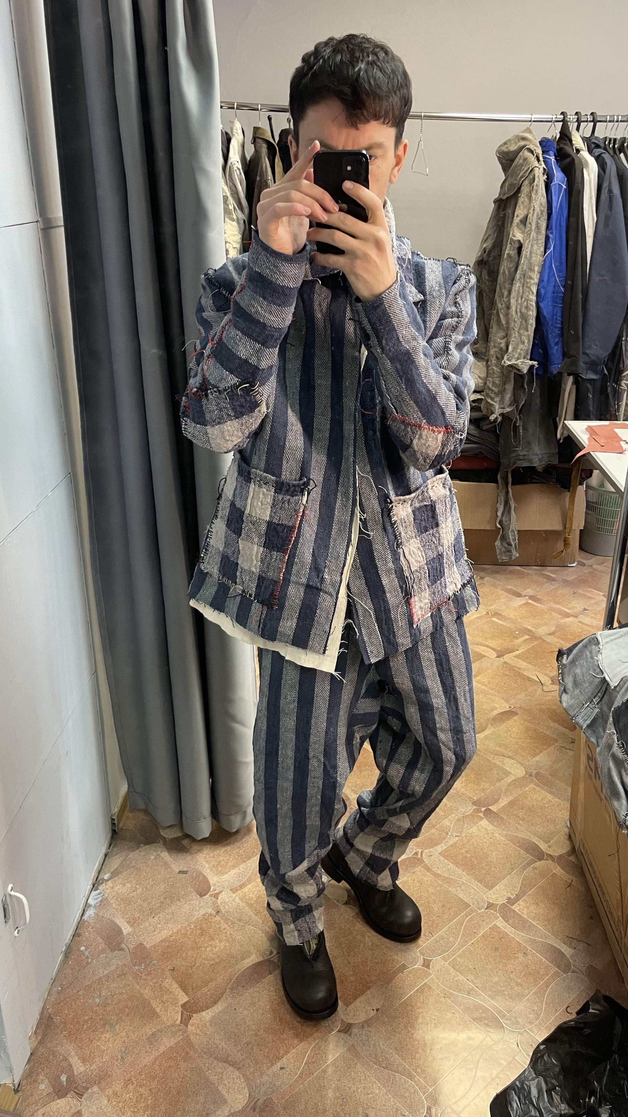 A prisoner's suit? Or homespun hemp - My, Costume, With your own hands, Jacket, Vanguard, Theatre, Needlework without process, Fashion, Cloth, Longpost