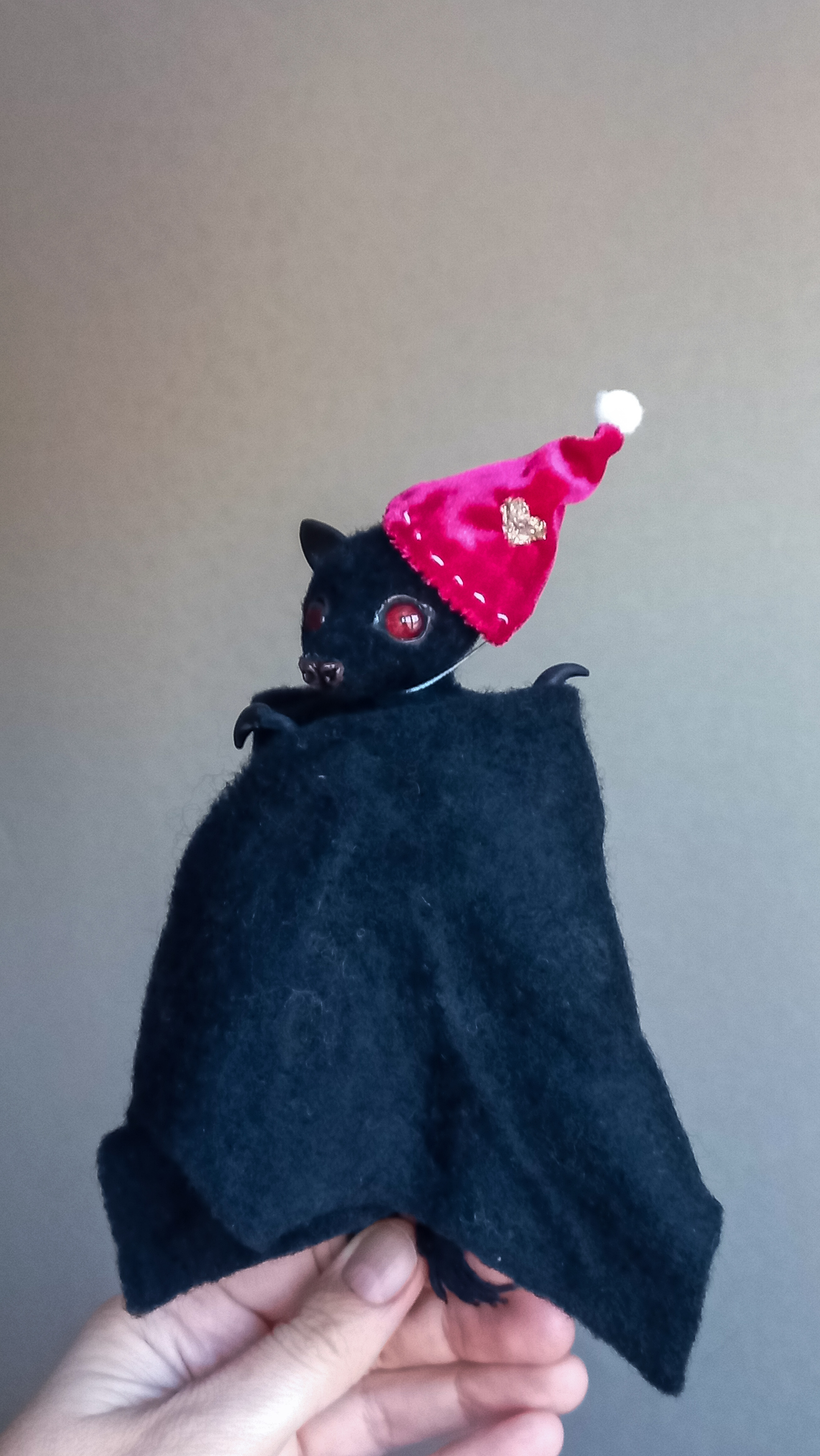 New Year's Bat. Handmade toy - My, Bat, Author's toy, Milota, Longpost