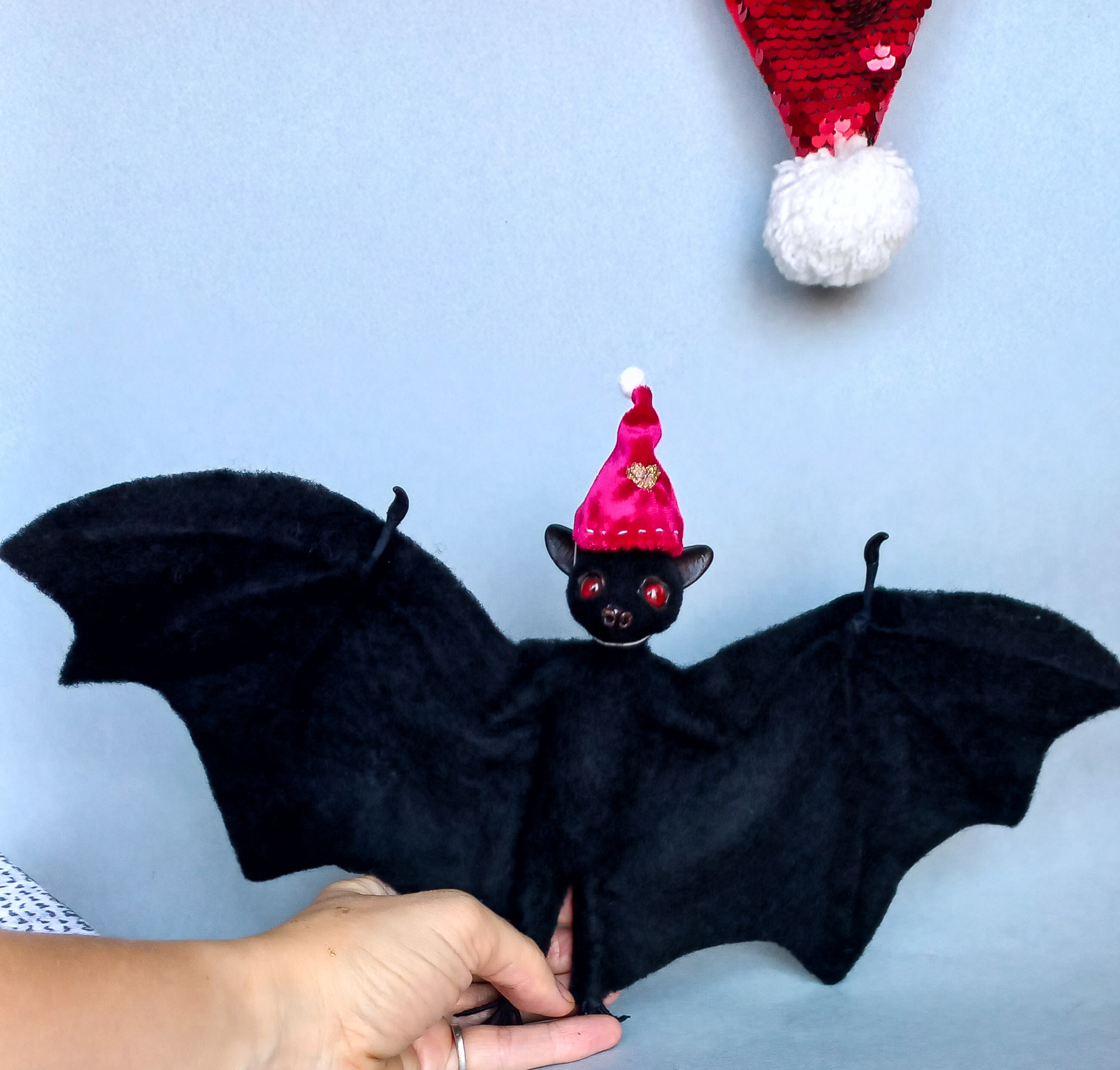 New Year's Bat. Handmade toy - My, Bat, Author's toy, Milota, Longpost