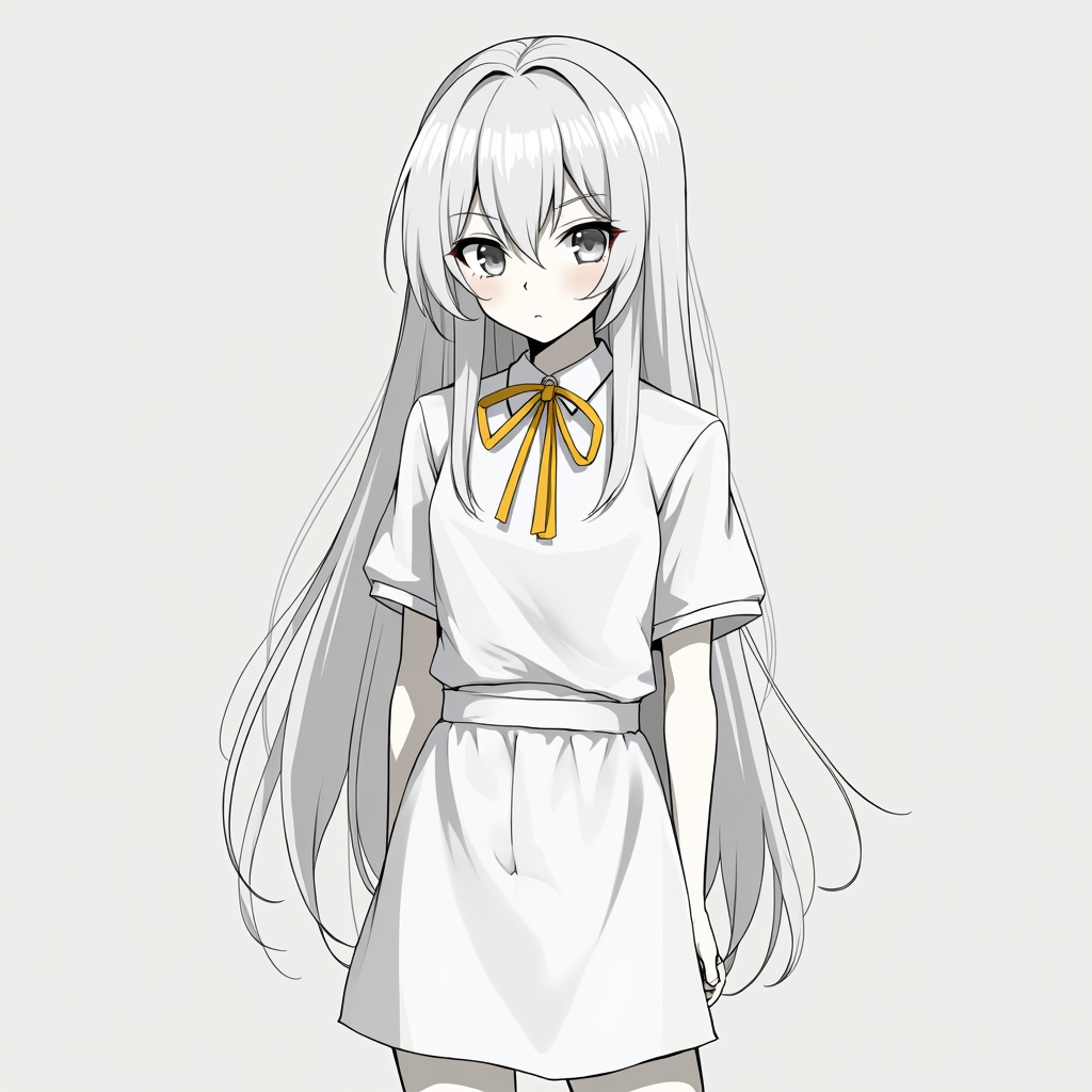 Creepy Week: Hello Charlotte - My, Anime, Anime art, Stable diffusion, Neural network art, White hair, Charlotte Wiltshire (Hello Charlotte), Longpost