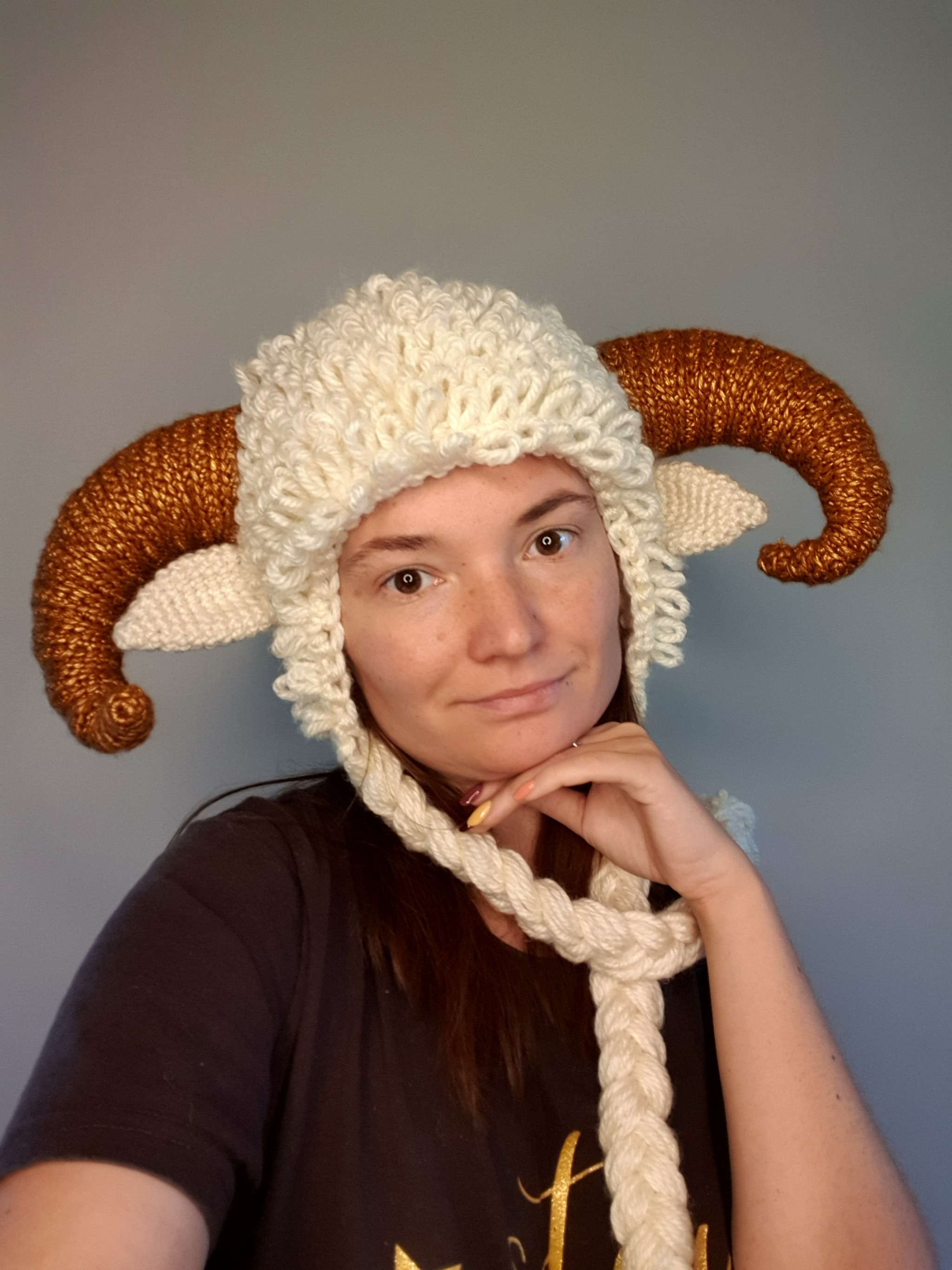 My hats - My, Needlework without process, Amigurumi, Crochet, Cap, Horns, Girl with Horns, Knitting, Handmade, Longpost, The Elder Scrolls V: Skyrim