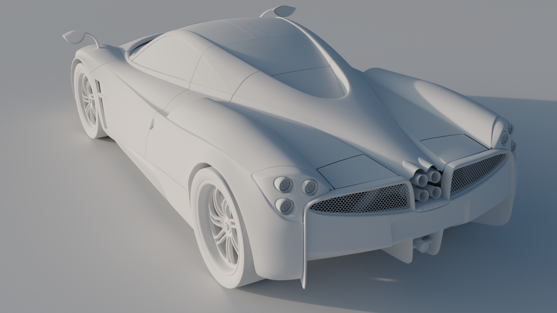 Pagani Huayra, продолжаю прокачиваться в моделировании авто - Моё, 3D, 3D моделирование, Blender, Авто, Рендер, Pagani, Pagani Huayra, Длиннопост