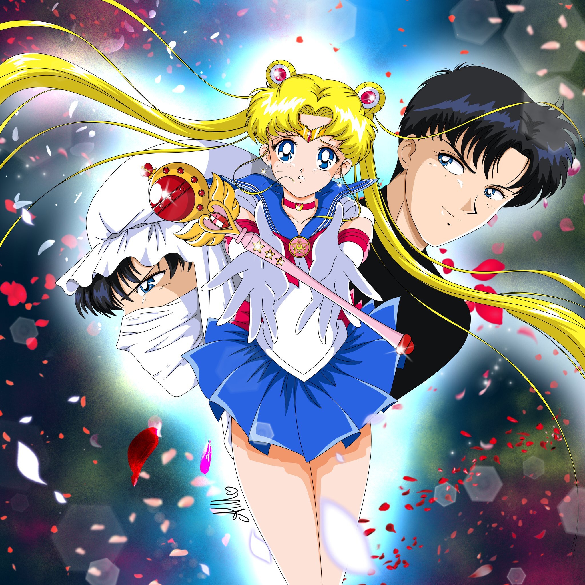 Sailor Moon and Tuxedo Mask - @anello81_art - Tuxedo Mask, Sailor Moon, Tsukino Usagi, Art, Anime, Anime art