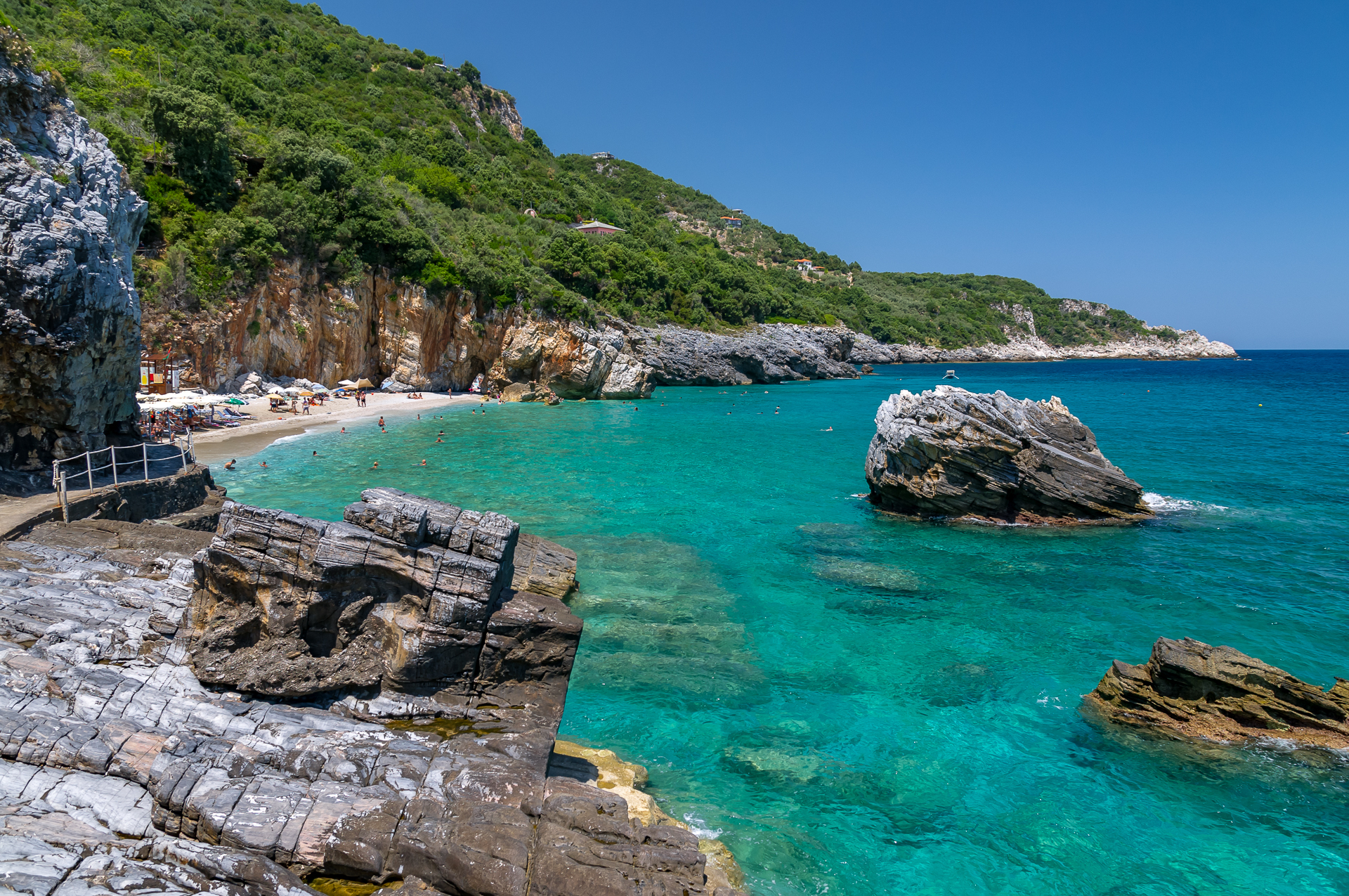 Coast and beach of Mylopotamos. Pelion. Greece - My, Greece, Beach, Beach vacation, Panoramic shooting, Longpost