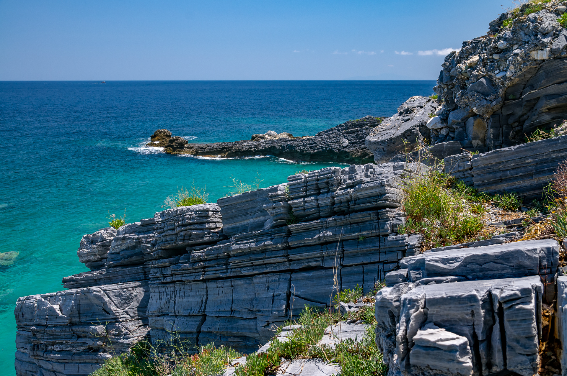 Coast and beach of Mylopotamos. Pelion. Greece - My, Greece, Beach, Beach vacation, Panoramic shooting, Longpost