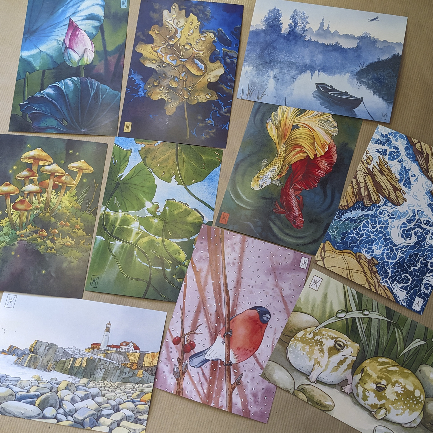 I'm showing a set of postcards - My, Watercolor, Traditional art, Painting, Illustrations, Art, Postcard, Postcrossing, Longpost