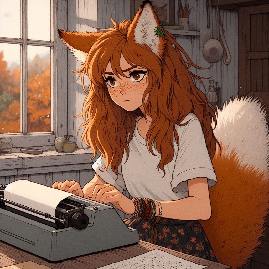 Rural journalism - My, Neural network art, Нейронные сети, Art, Girls, Anime, Anime art, Kitsune, Animal ears, Tail, Hurricane, Reportage, Journalism, Rural life, Ginger & White, Original character, Mat, Longpost