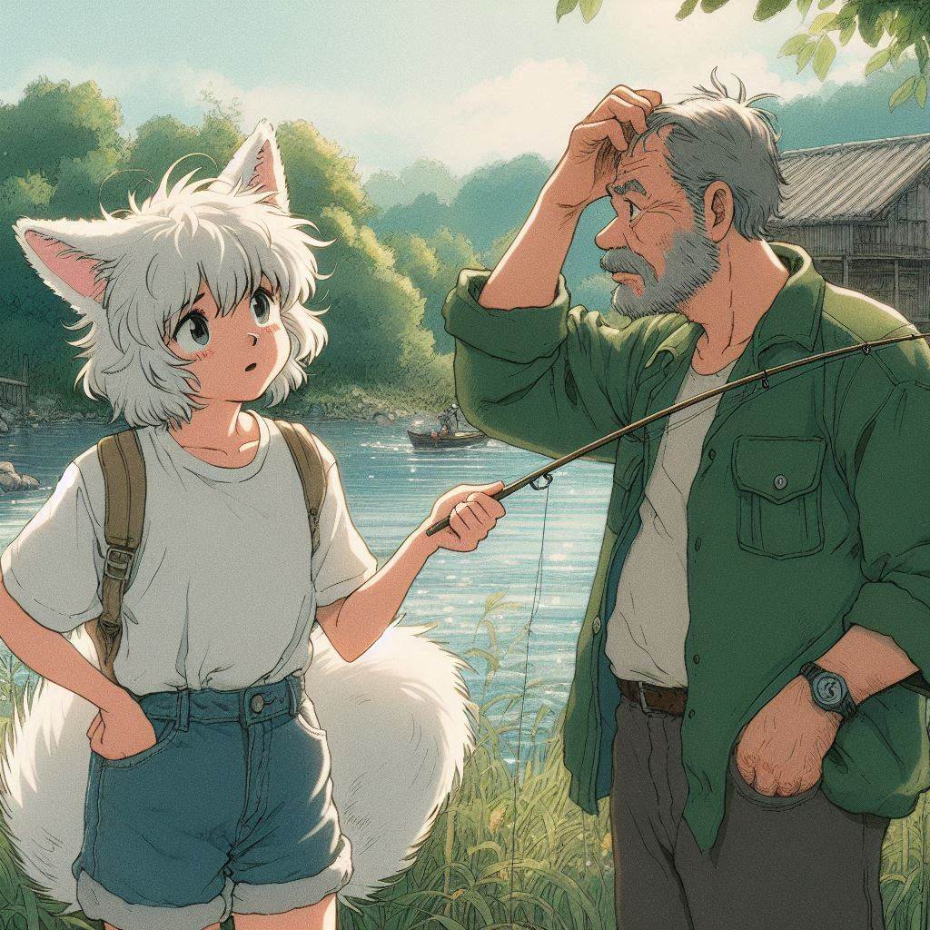 Rural journalism - My, Neural network art, Нейронные сети, Art, Girls, Anime, Anime art, Kitsune, Animal ears, Tail, Hurricane, Reportage, Journalism, Rural life, Ginger & White, Original character, Mat, Longpost