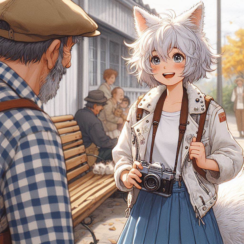 Rural journalism - My, Neural network art, Нейронные сети, Art, Girls, Anime, Anime art, Kitsune, Animal ears, Tail, Hurricane, Reportage, Journalism, Rural life, Ginger & White, Original character, Mat, Longpost