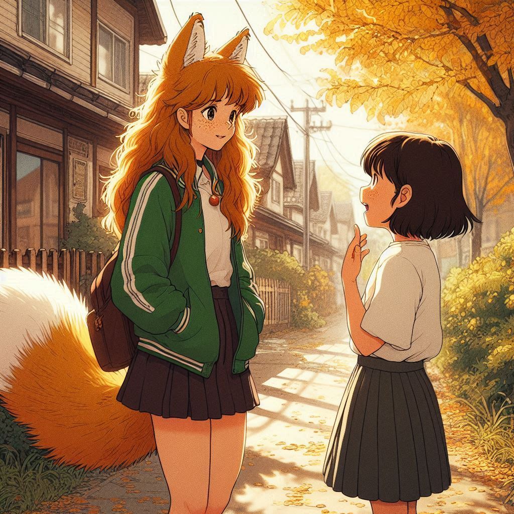 Rural journalism - My, Neural network art, Нейронные сети, Art, Girls, Anime, Anime art, Kitsune, Animal ears, Tail, Hurricane, Reportage, Journalism, Rural life, Ginger & White, Original character, Mat, Longpost