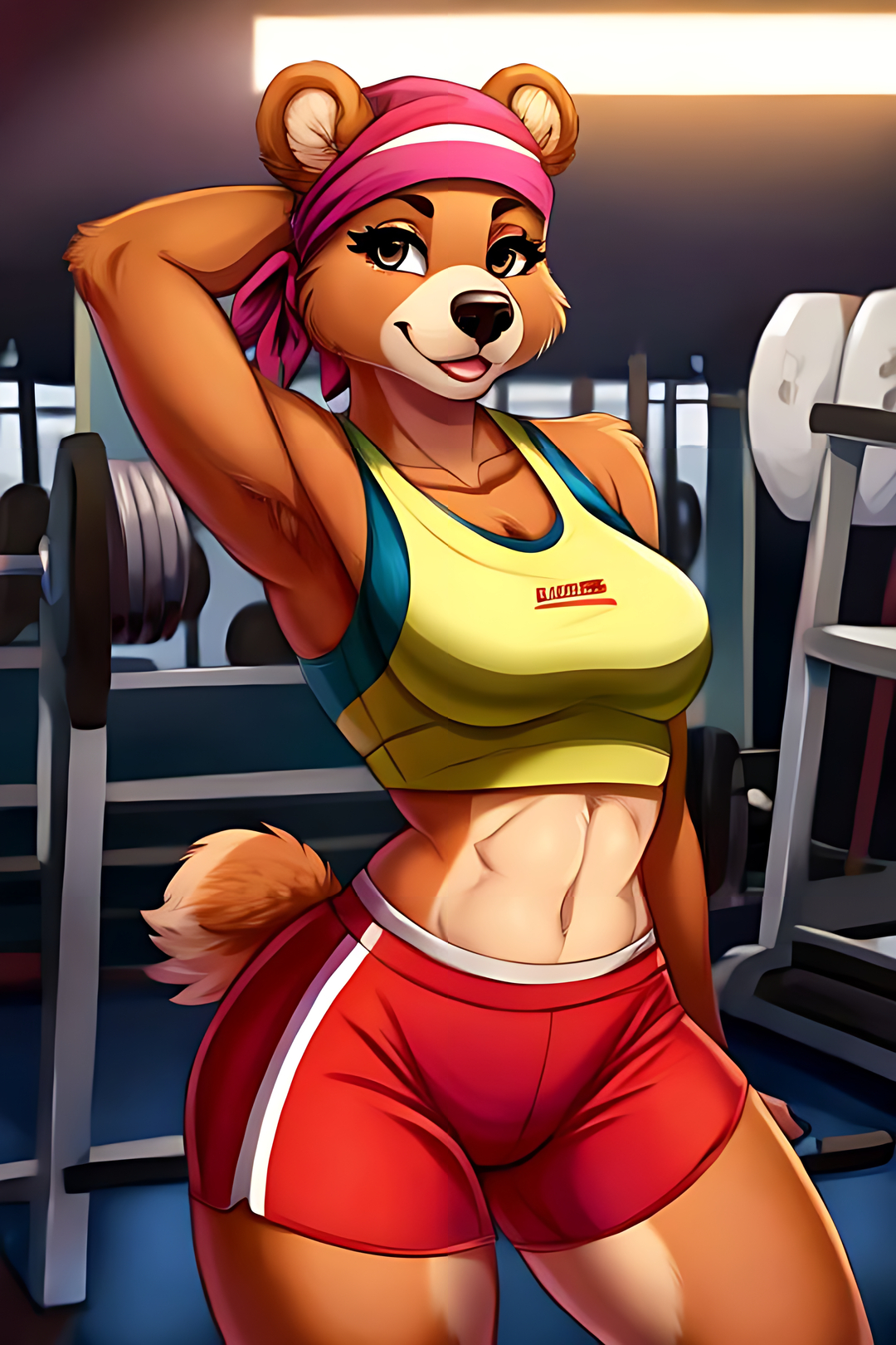 Фурри арт от Wolfmks #250 Sports cute bears - Моё, Арты нейросетей, Арт, Фурри, Furry Art, Furry Bear, Furotica female, Длиннопост