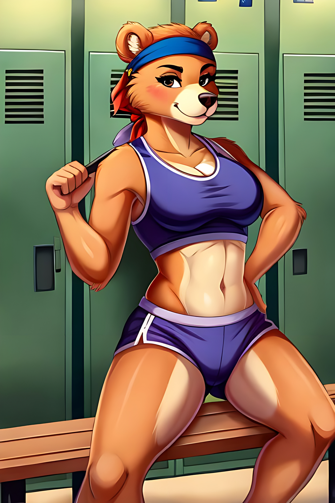 Фурри арт от Wolfmks #250 Sports cute bears - Моё, Арты нейросетей, Арт, Фурри, Furry Art, Furry Bear, Furotica female, Длиннопост