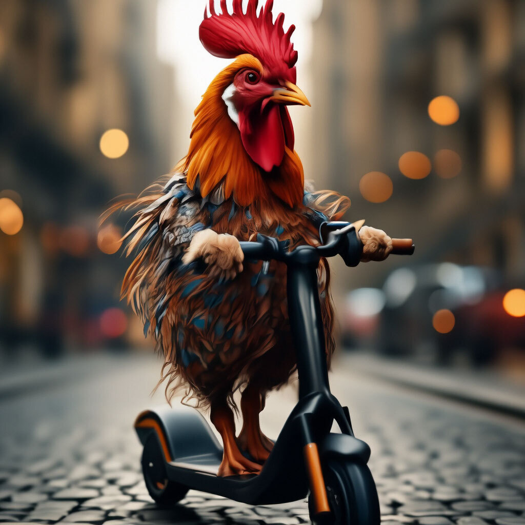 Repeat - Humor, Repeat, Scooters, Rooster, Neural network art