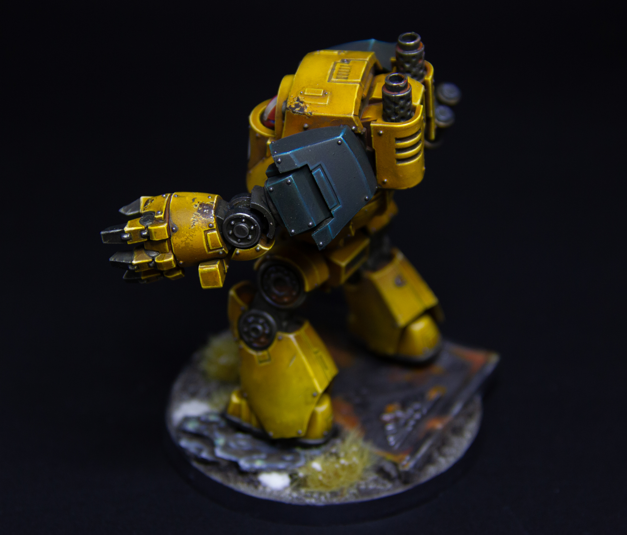 Imperial fist contemptor dreadnought - My, Painting miniatures, Needlework without process, Warhammer, Warhammer 40k, Adeptus Astartes, Wh miniatures, Warhammer 30k, Horus heresy, Longpost