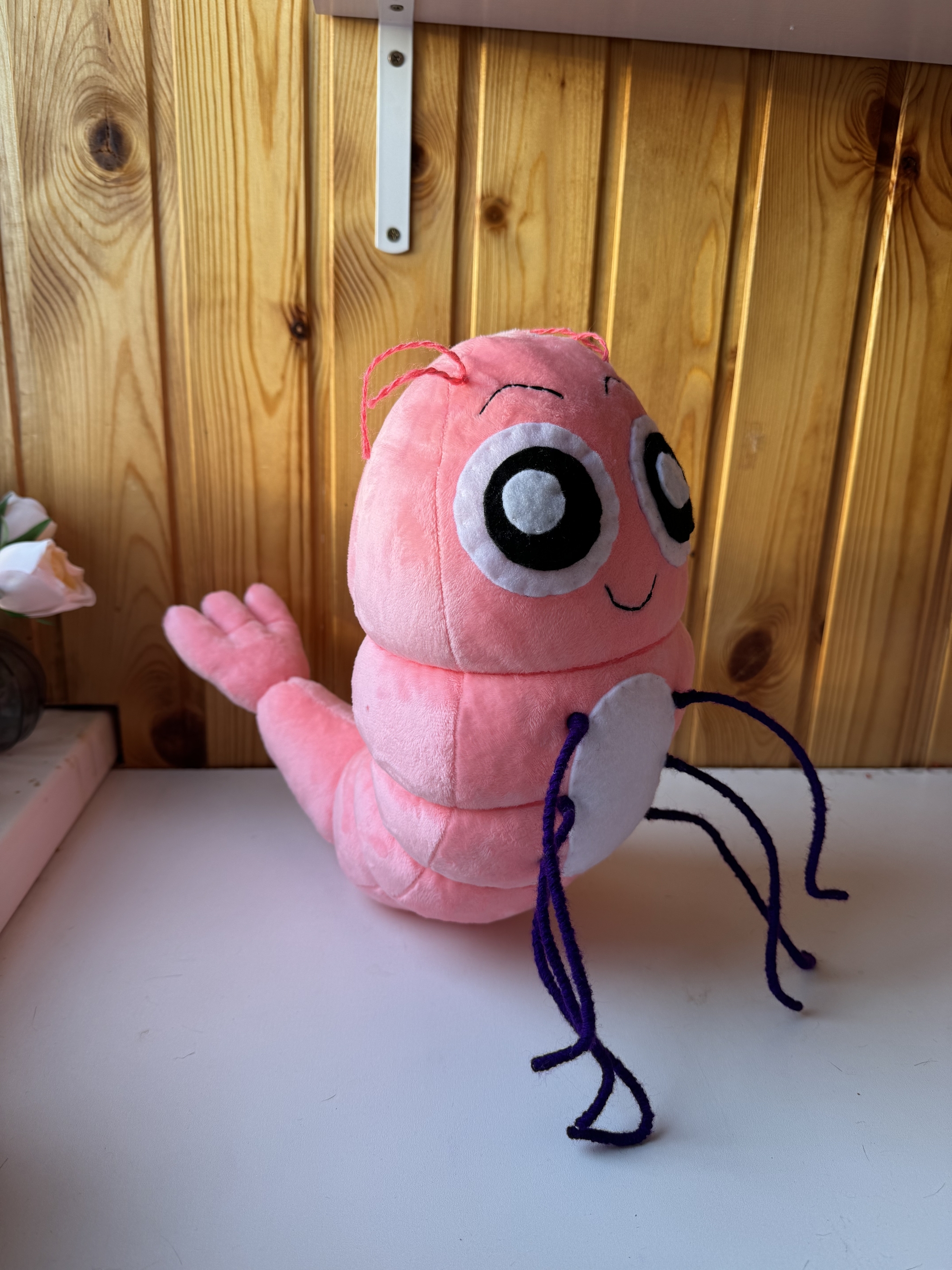 King Prawn for my beloved wife - My, Shrimps, Soft toy, Handmade, With your own hands, Needlework without process, Longpost