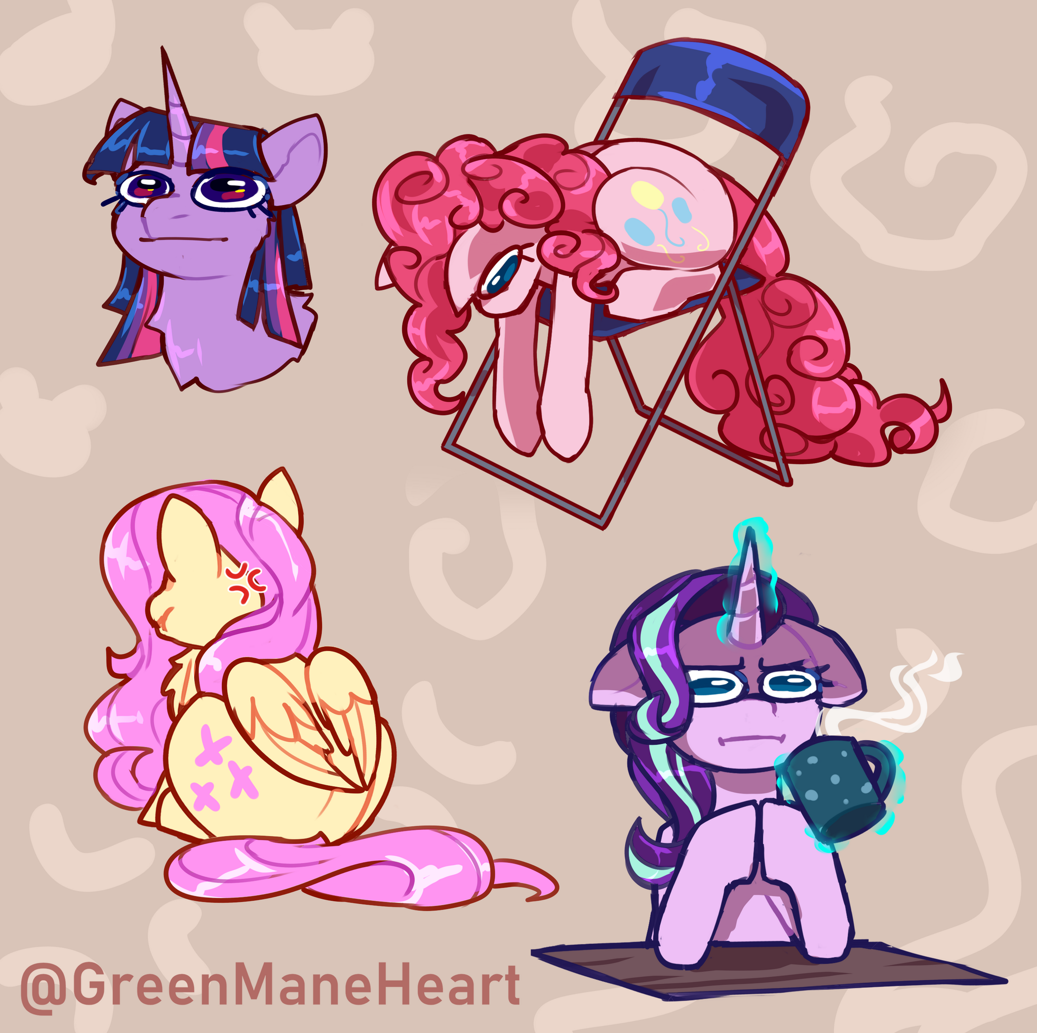 Так-так - My Little Pony, PonyArt, Starlight Glimmer, Pinkie Pie, Twilight sparkle, Fluttershy