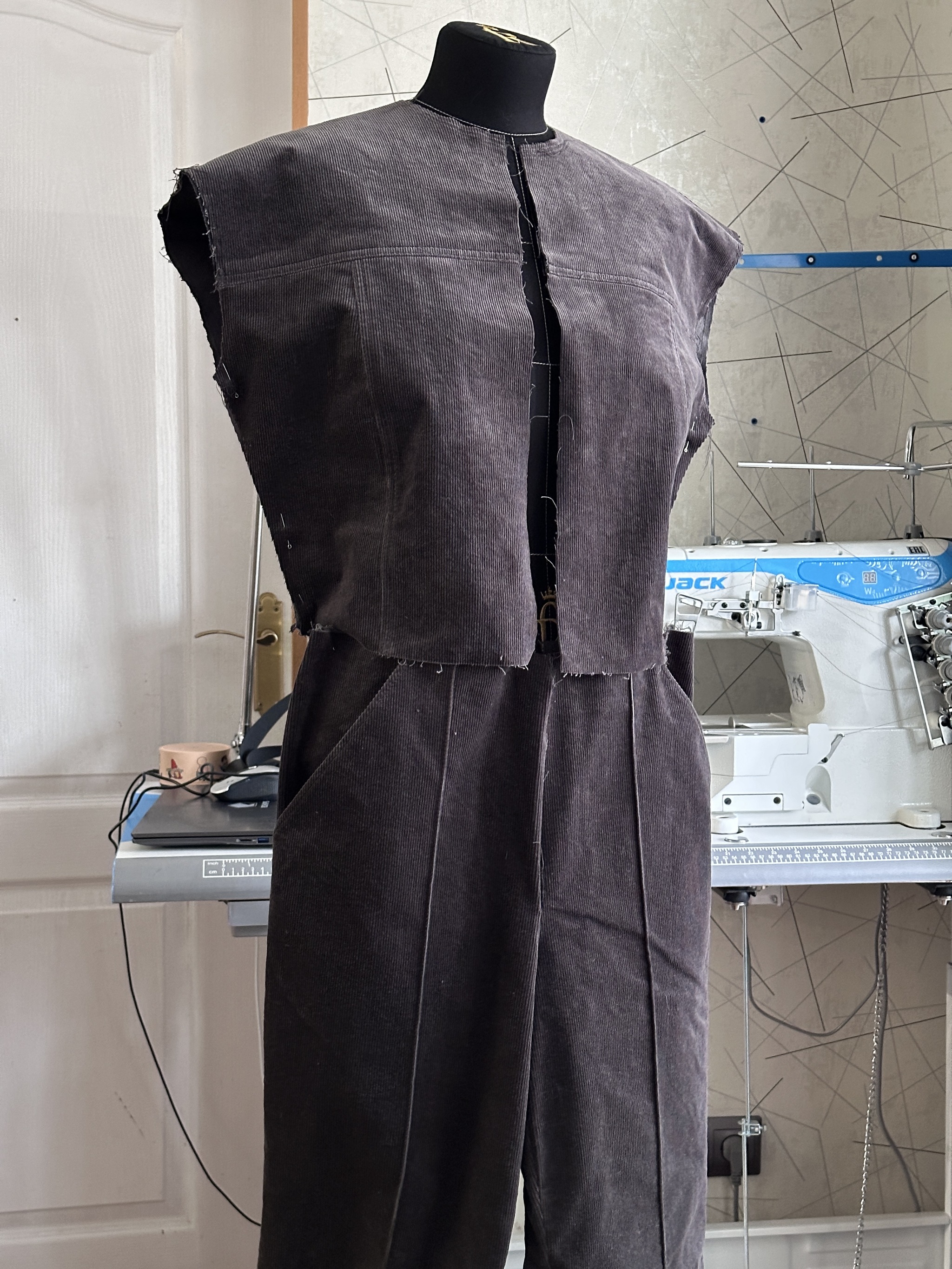 I sewed a corduroy jumpsuit - My, Sewing, Cloth, Hobby, Needlework without process, Needlework, Overalls, Longpost