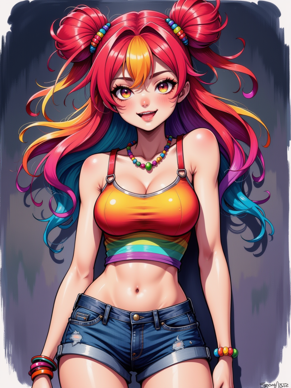 Neurotyanki #113 - My, Anime, Neural network art, Flux, Нейронные сети, Stable diffusion, Girls, Anime art, Original character, Colorful hair, Longpost