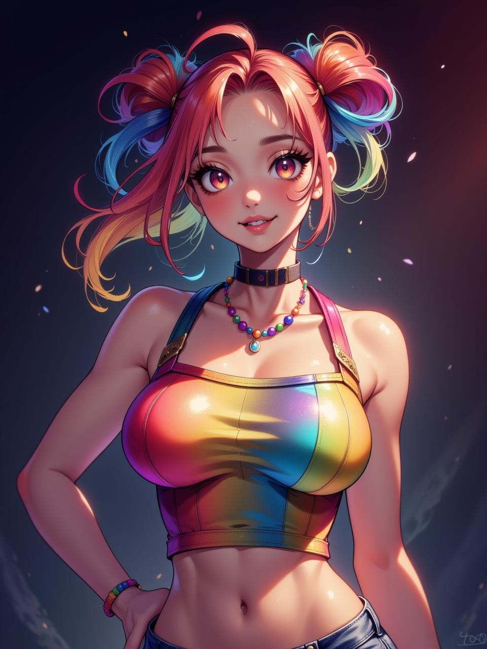 Neurotyanki #113 - My, Anime, Neural network art, Flux, Нейронные сети, Stable diffusion, Girls, Anime art, Original character, Colorful hair, Longpost