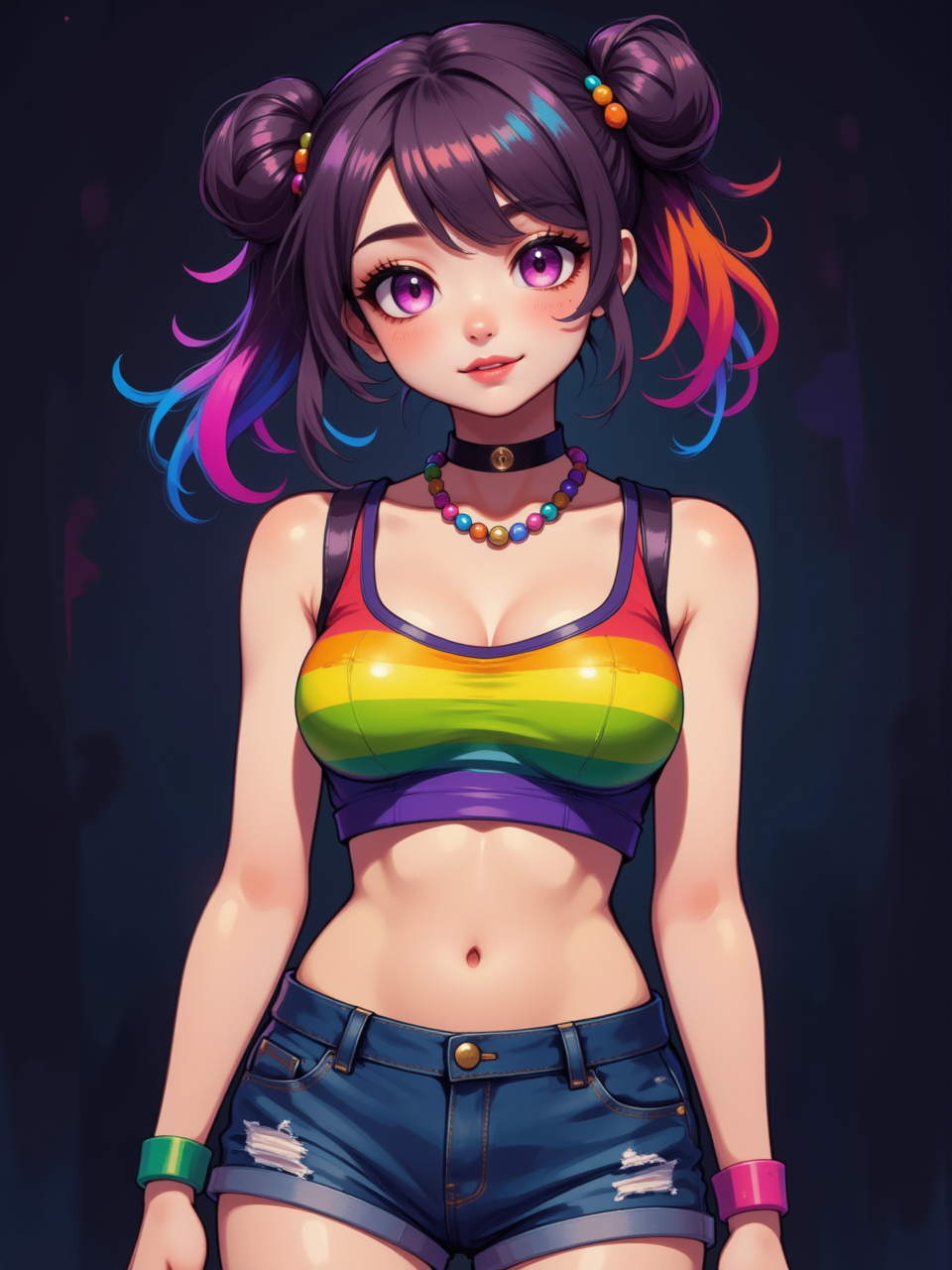 Neurotyanki #113 - My, Anime, Neural network art, Flux, Нейронные сети, Stable diffusion, Girls, Anime art, Original character, Colorful hair, Longpost