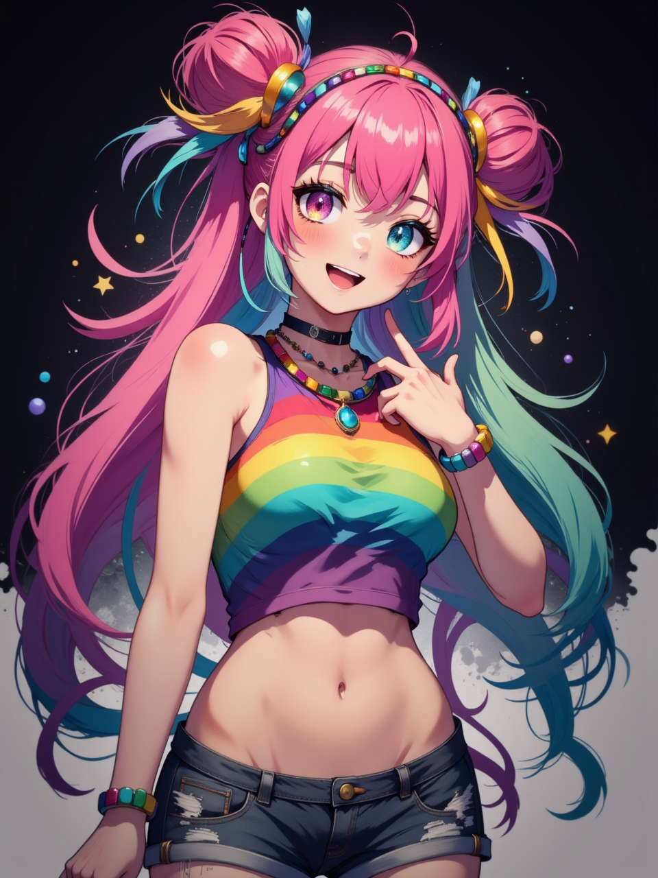 Neurotyanki #113 - My, Anime, Neural network art, Flux, Нейронные сети, Stable diffusion, Girls, Anime art, Original character, Colorful hair, Longpost