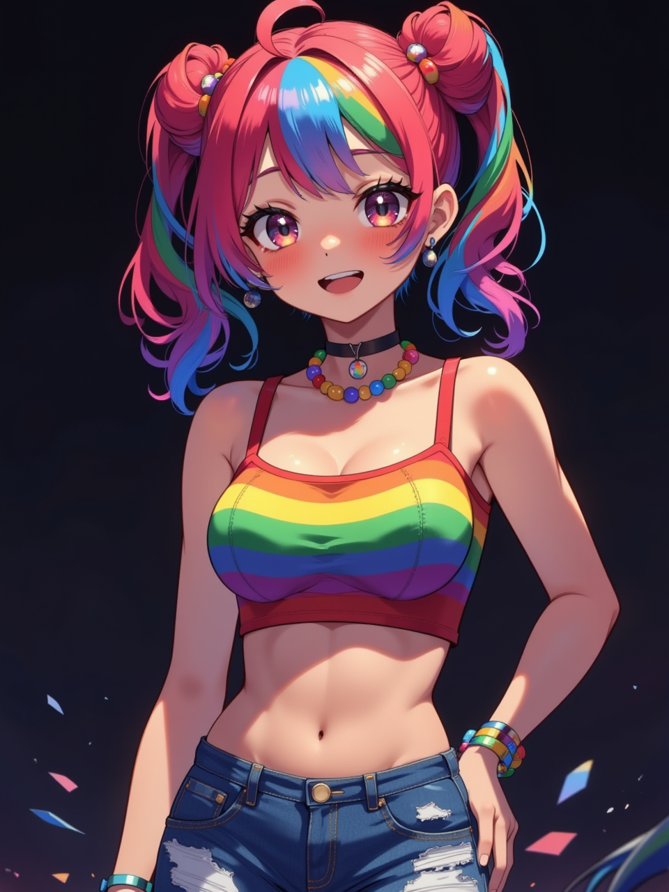 Neurotyanki #113 - My, Anime, Neural network art, Flux, Нейронные сети, Stable diffusion, Girls, Anime art, Original character, Colorful hair, Longpost