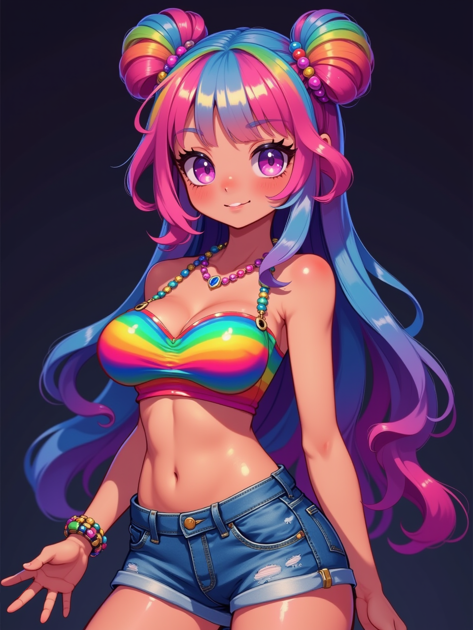 Neurotyanki #113 - My, Anime, Neural network art, Flux, Нейронные сети, Stable diffusion, Girls, Anime art, Original character, Colorful hair, Longpost