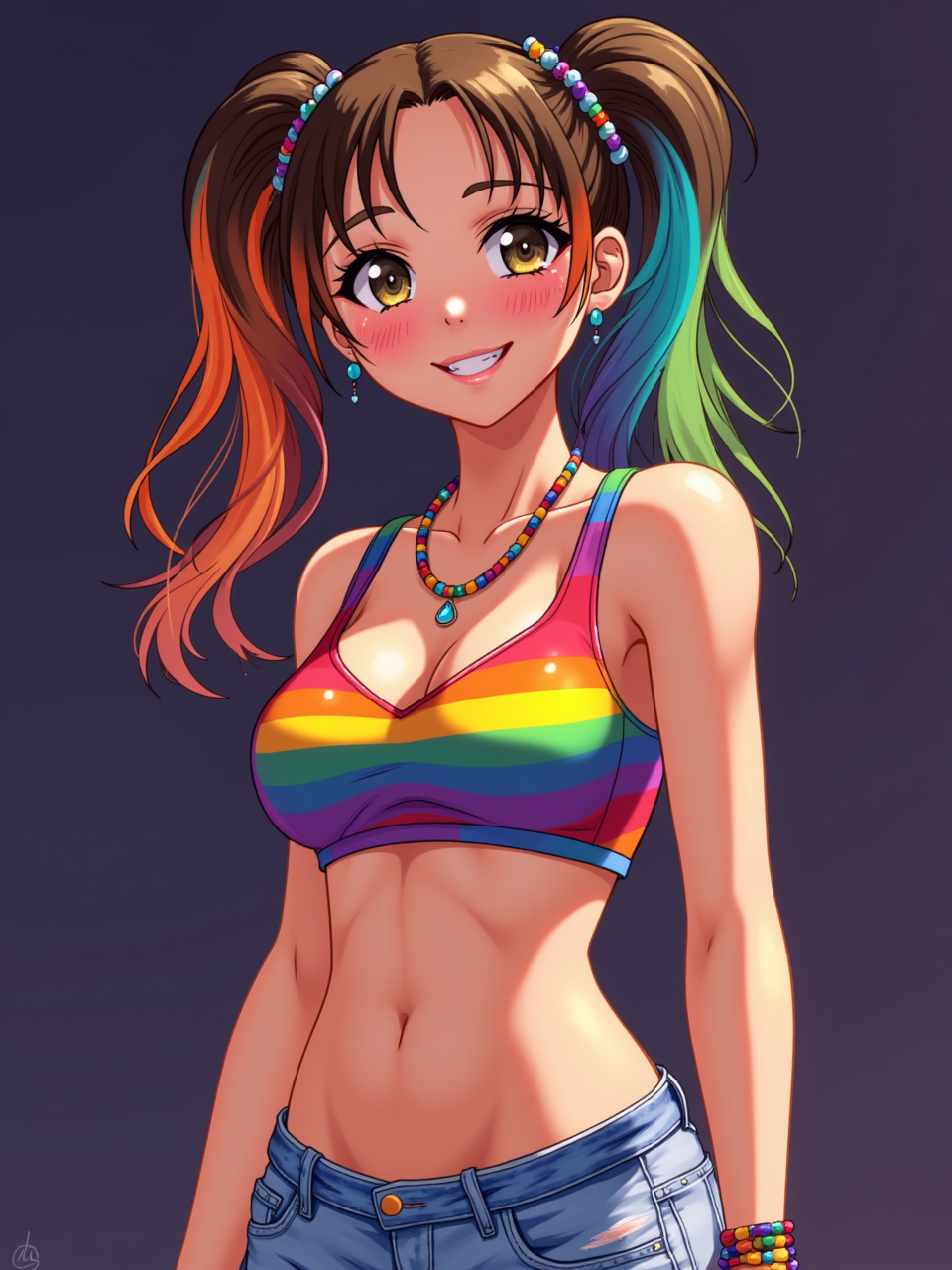 Neurotyanki #113 - My, Anime, Neural network art, Flux, Нейронные сети, Stable diffusion, Girls, Anime art, Original character, Colorful hair, Longpost