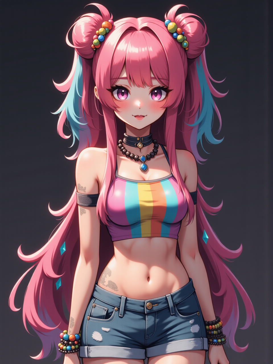 Neurotyanki #113 - My, Anime, Neural network art, Flux, Нейронные сети, Stable diffusion, Girls, Anime art, Original character, Colorful hair, Longpost