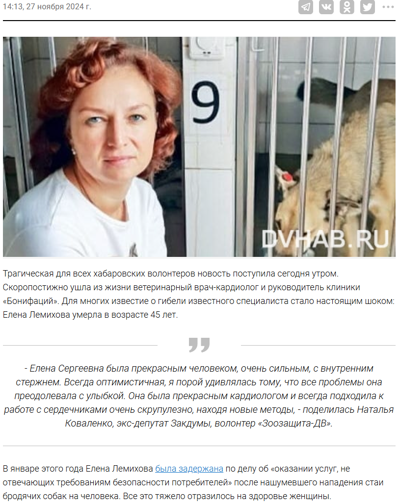 Big Loss: Renowned Veterinarian and Animal Rights Activist Dies - Stray dogs, Dog attack, Khabarovsk, Screenshot, news, Catching, Dog, Veterinary